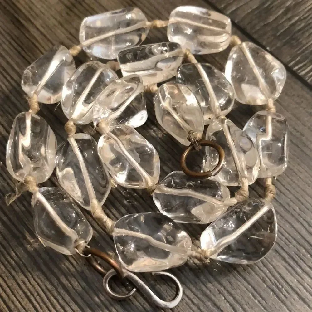 Polished Clear Quartz Gem Rock Necklace 17.75”
